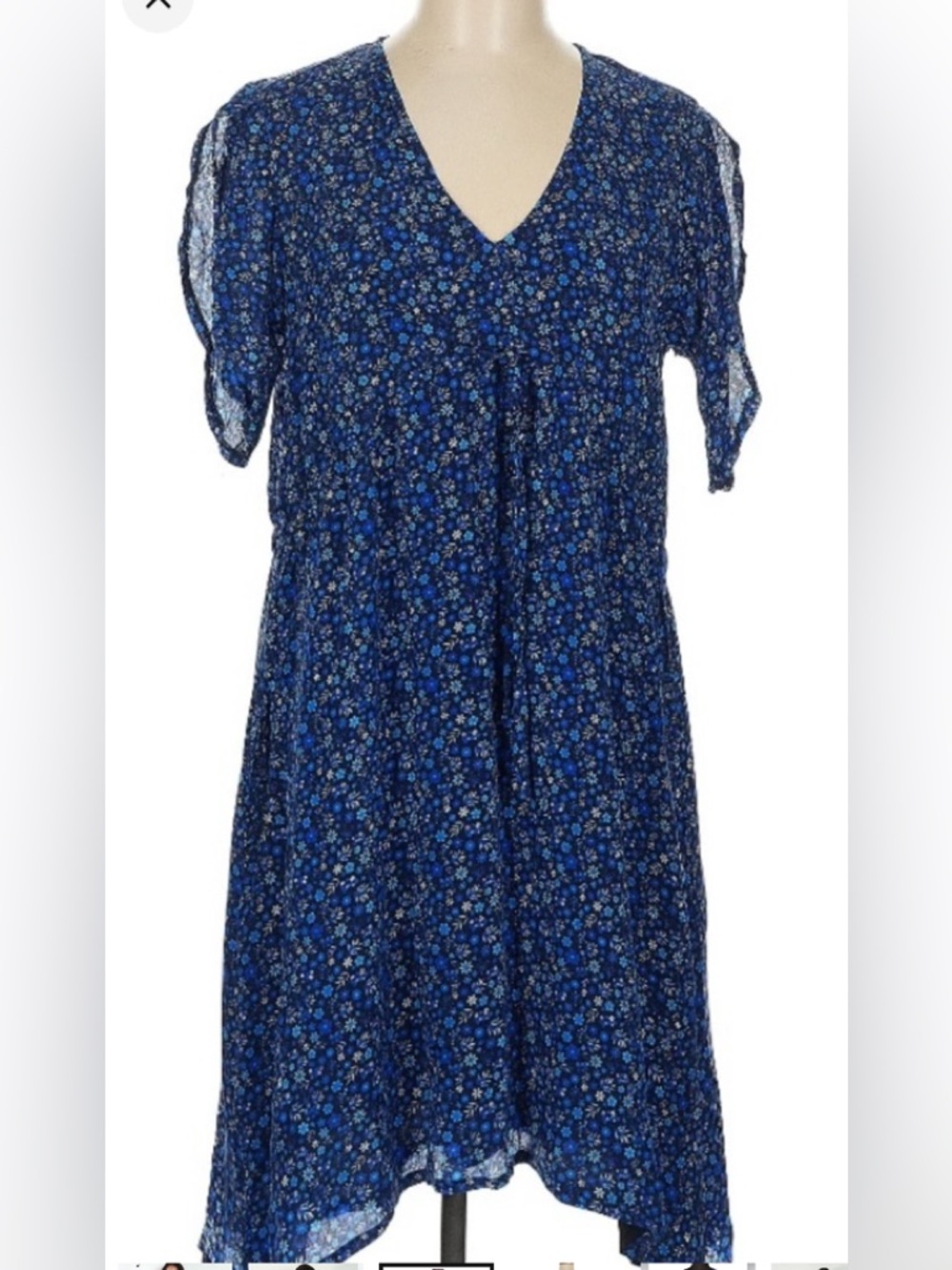 REISTOR FLORAL V- NECK DRESS SIZE MEDIUM SUSTAINABLE COTTON